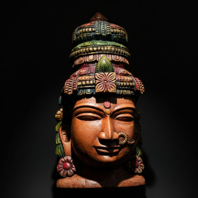 Hand-Carved Devi Mask – Earthbound Terracotta Finish1